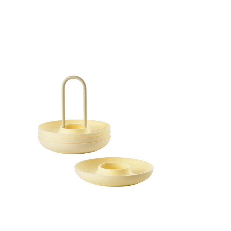Egg cup w. holder Singles 4 pcs Limestone