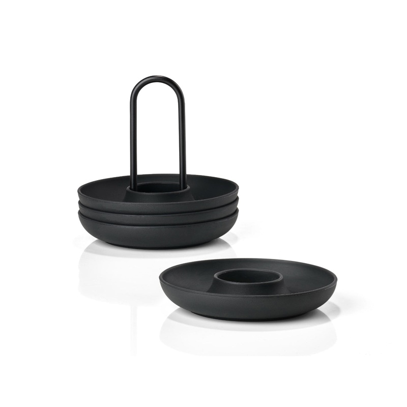 Egg cups w. Holder Singles 4 pcs. Black