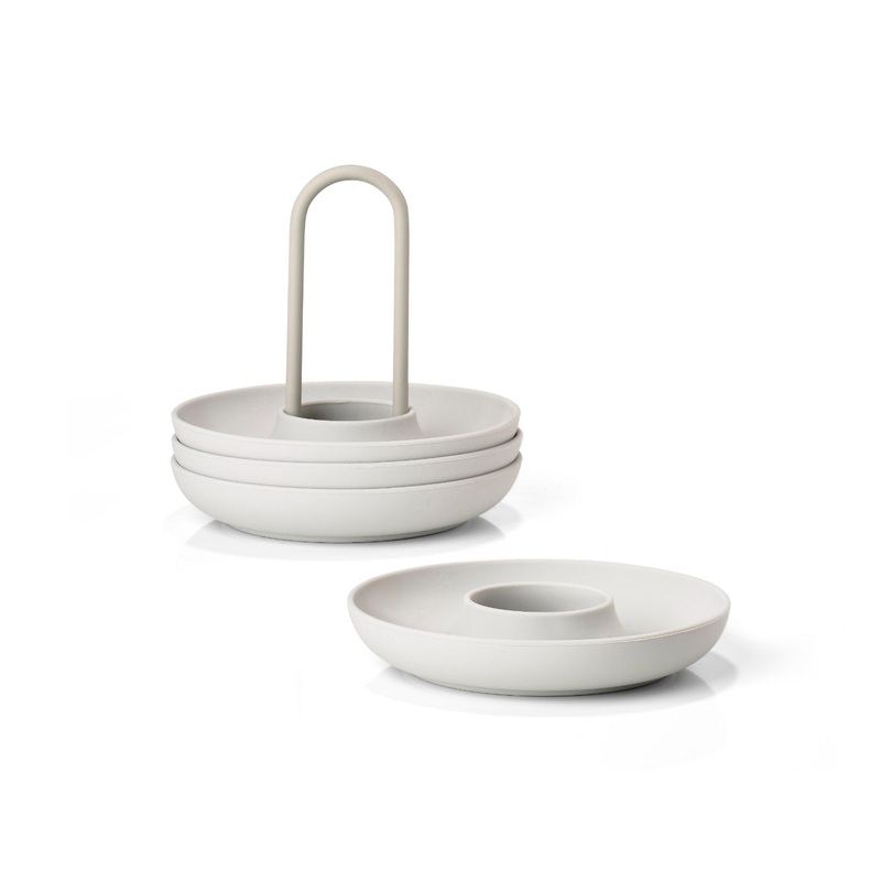 Egg cups w. Holder Singles 4 pcs. Warm Grey