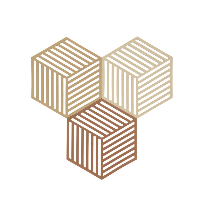 Trivet Hexagon 3 pcs Khaki/Warm sand/Almond