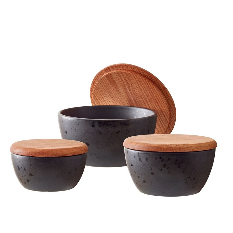 Bowl set 3 pcs. w.lid Black BITZ