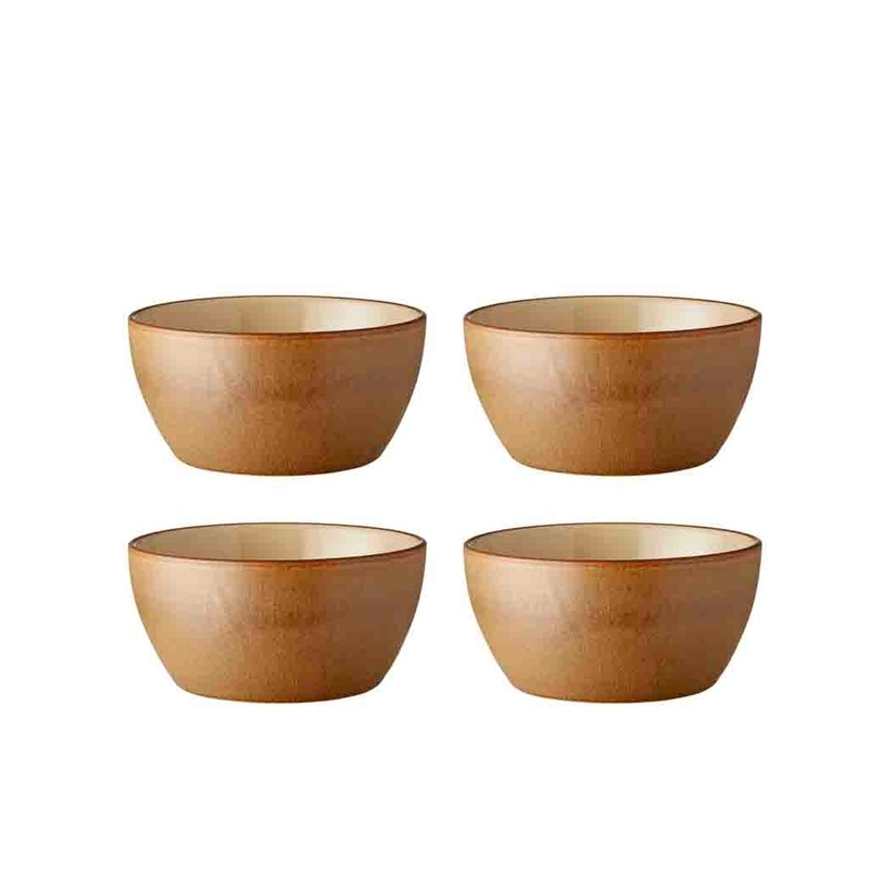 Bowl Wood 12 cm 4 pcs Wood/Sand Stoneware