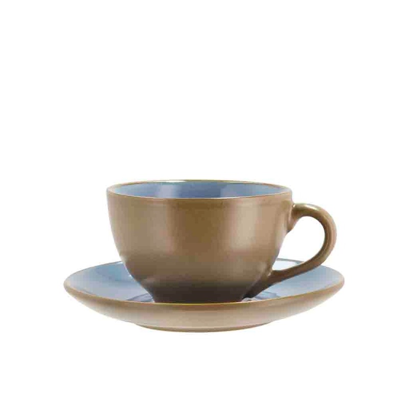 Cup and Saucer Wood 24cl Wood/Ocean
