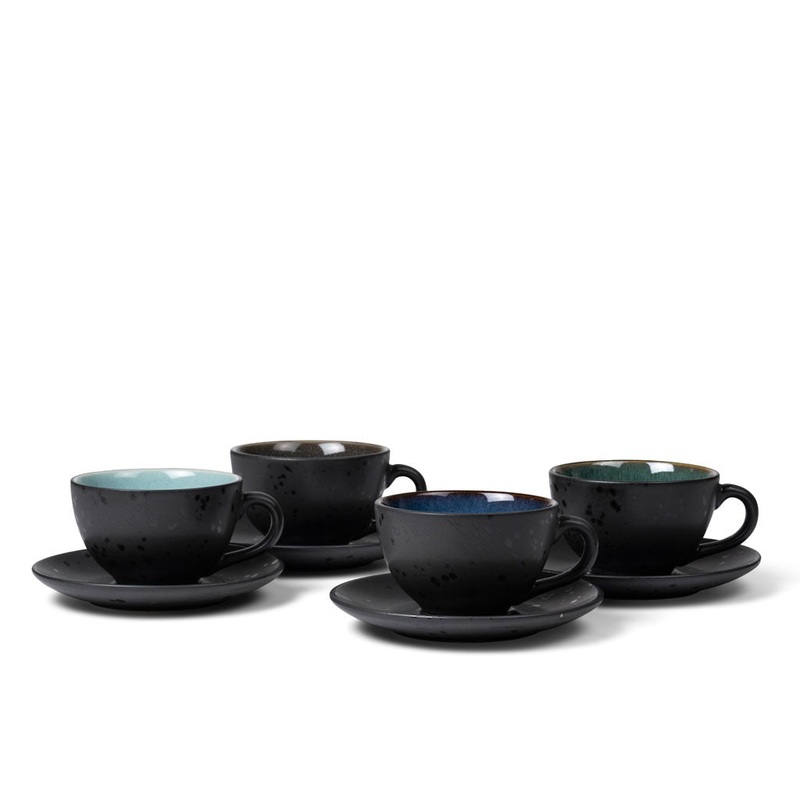 Cup w saucer 24cl 4pcs black/dark