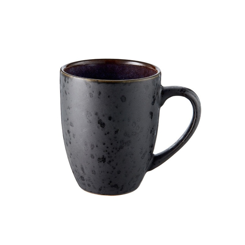 Mug 30cl w.handle black/D.blue