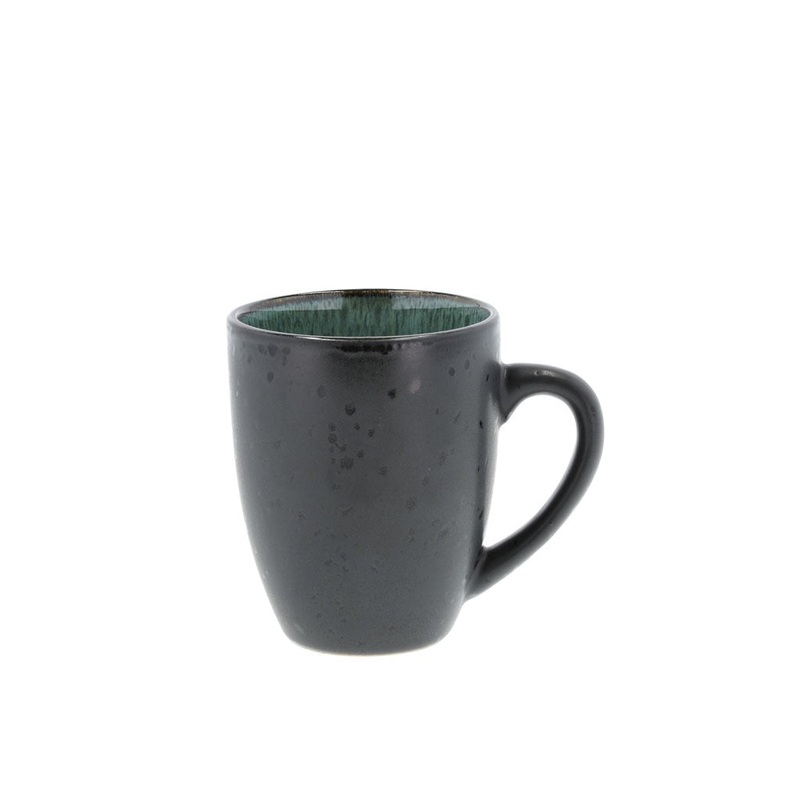 Mug 30cl w. handle black/green