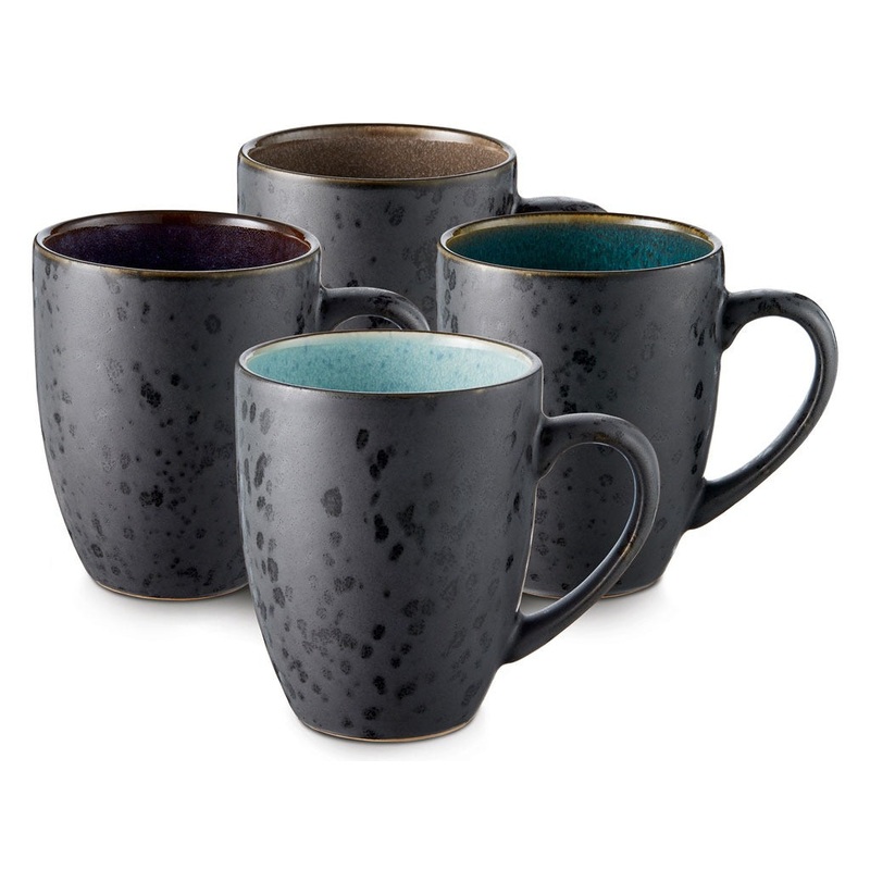 Mugs w.handle black/dark. 4 pcs.