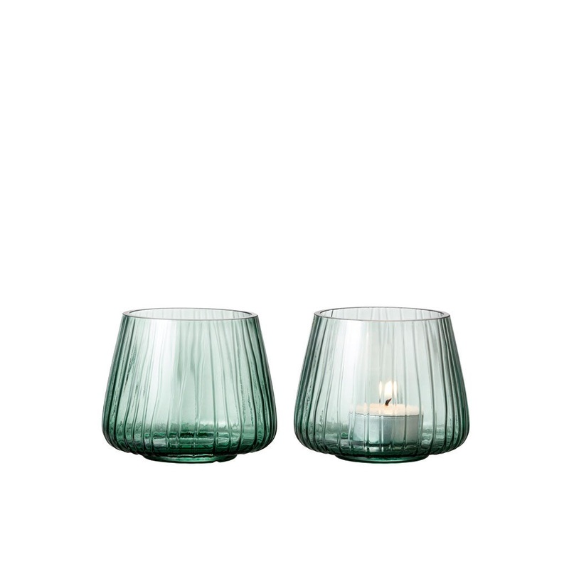 Tealight holder Kusintha 7.5 cm 2 pcs Green Glass