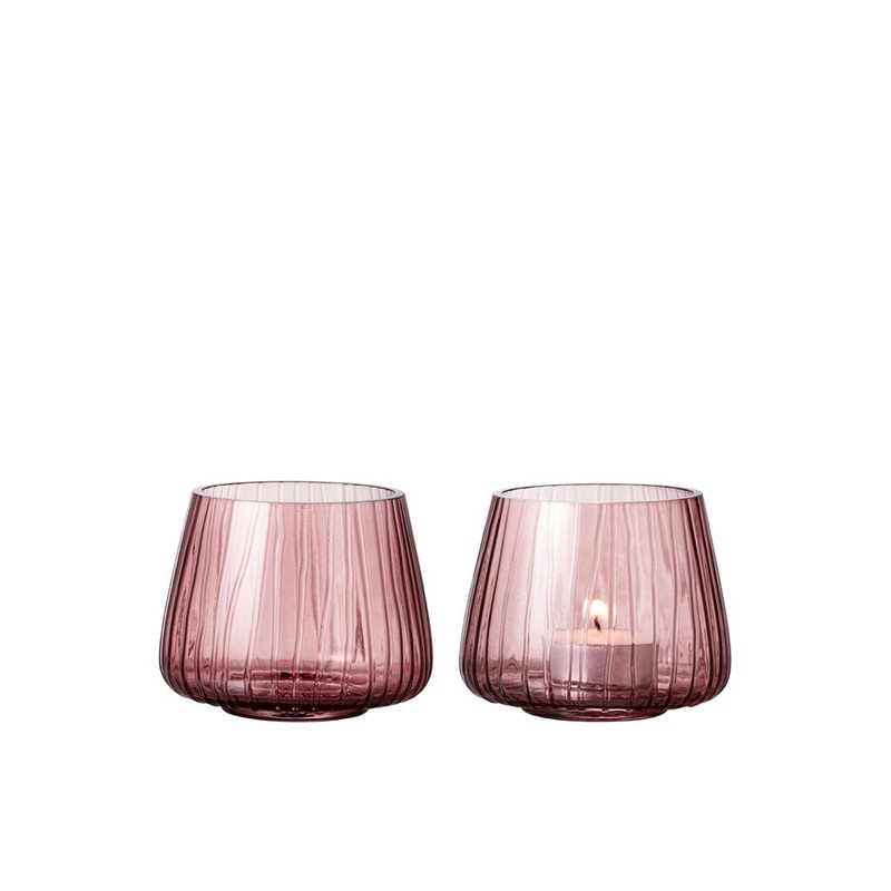 Tealight holder Kusintha 7.5 cm 2 pcs Pink Glass