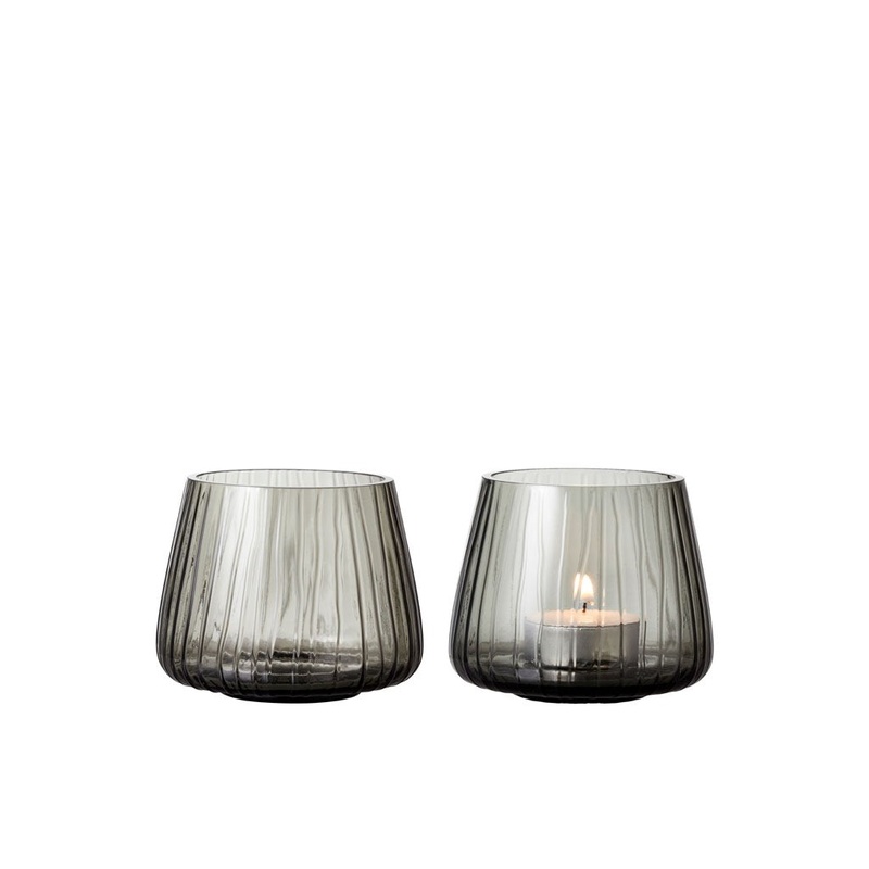 Tealight holder Kusintha 7.5 cm 2 pcs Smoke Glass