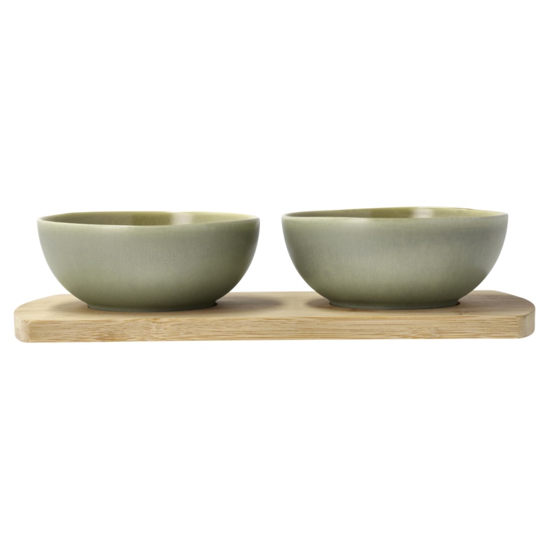 Bamboo tray with 2 bowls Shoku 28,5 x 13 cm Pure Green