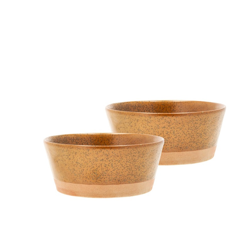 Bowl Evig 10 x 4.3 cm 2 pcs Amber Porcelain