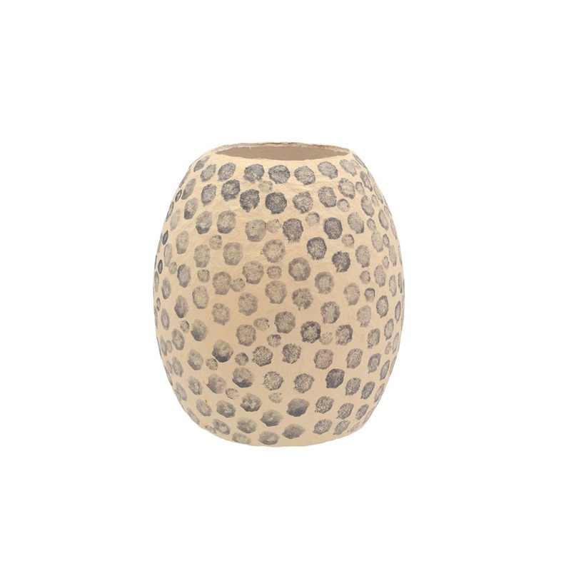 Decoration vase Taia D23.5 H28.5 cm Cream/Grey Paper mache