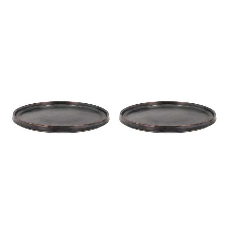 Dinner plate Fjord 26.5 cm 2 pcs Black metallic Porcelain
