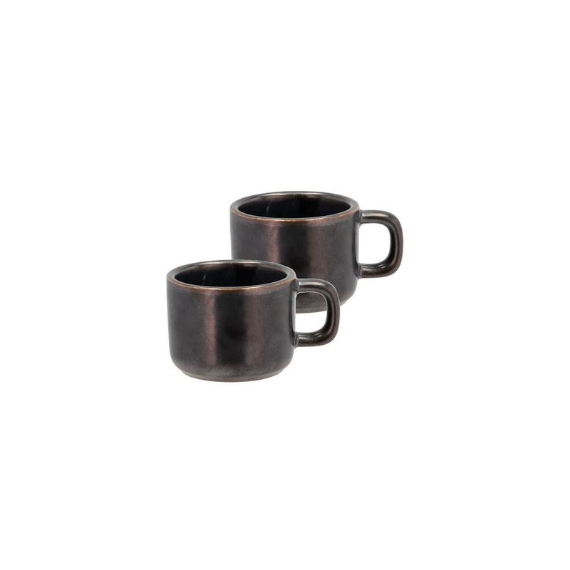 Espresso cup Fjord 0,1 liter 2 pcs Black metallic Porcelain
