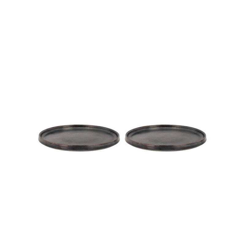Lunch plate Fjord 20.5 cm 2 pcs Black metallic Porcelain