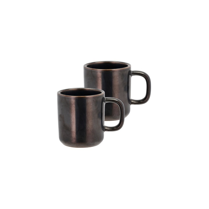 Mug Fjord 0.25 liter 2 pcs Black metallic Porcelain