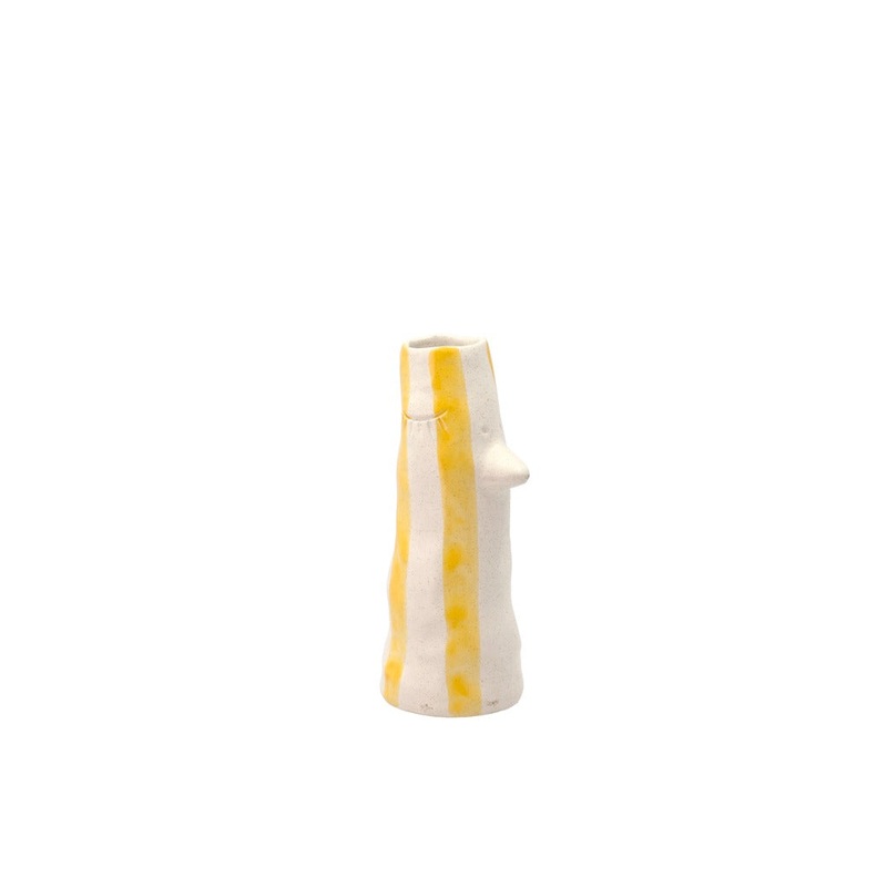 Vase with beak and eyelashes Whimsy 26 cm Yellow Stoneware