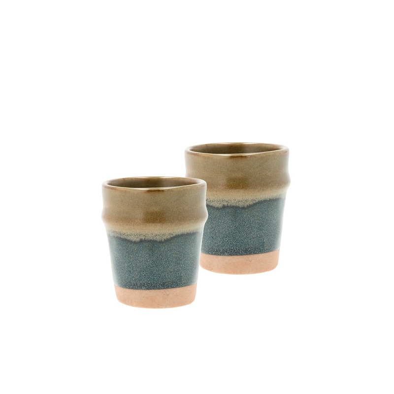 Espresso cup Evig 0.1 liter 2 pcs Blue/Brown Porcelain