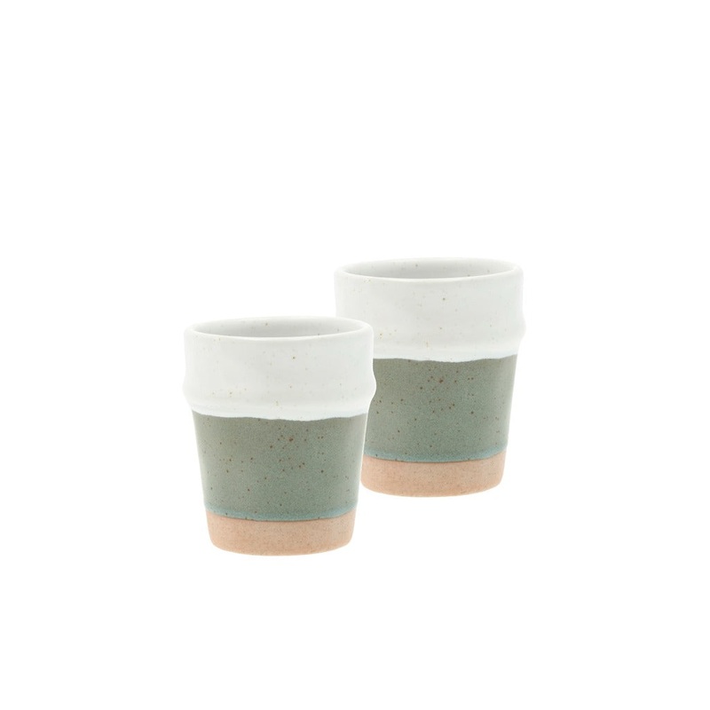 Espresso cup Evig 0.1 liter 2 pcs Green/White Porcelain