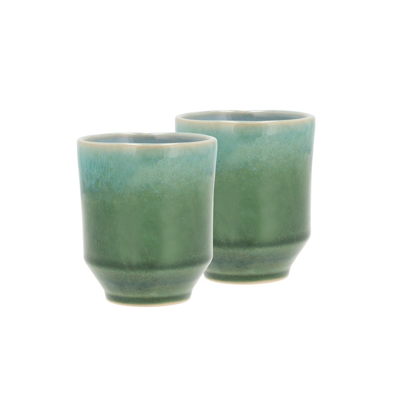 Mug Allure 0.18 liter 2 pcs Green/Blue Stoneware