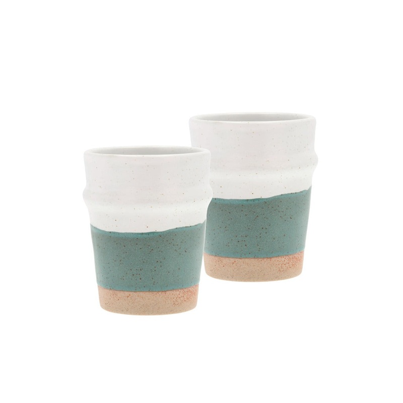 Mug Evig 0.35 liter 2 pcs Green/White Porcelain