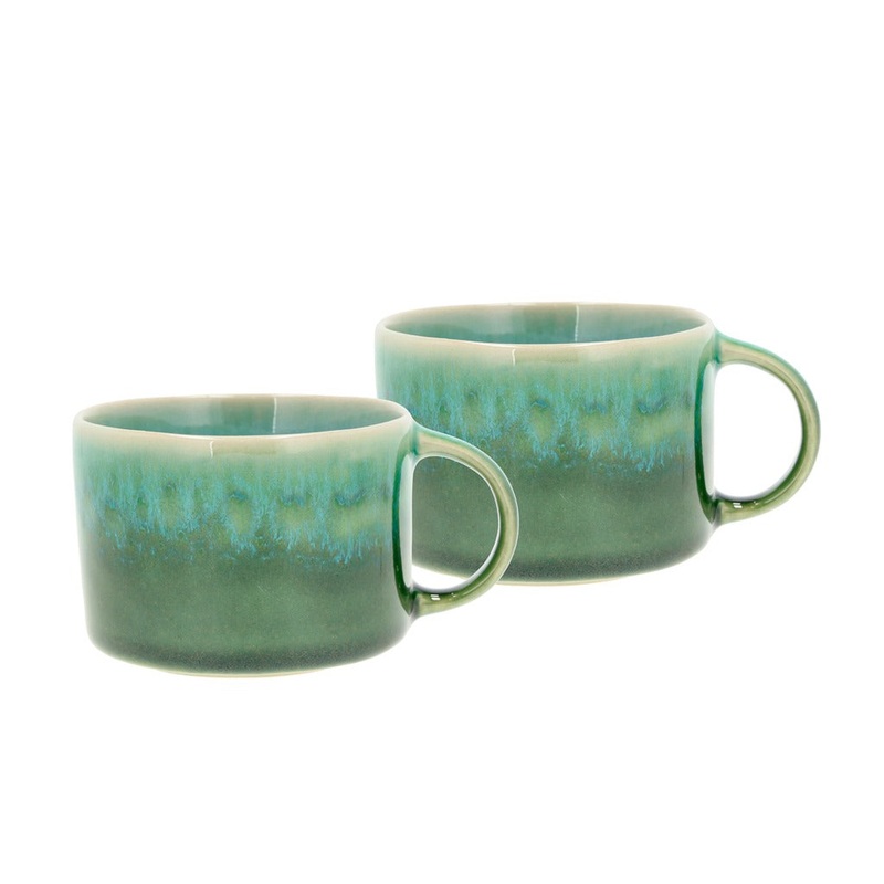 Mug w. handle Allure 0.16 liter 2 pcs Green/Blue Stoneware