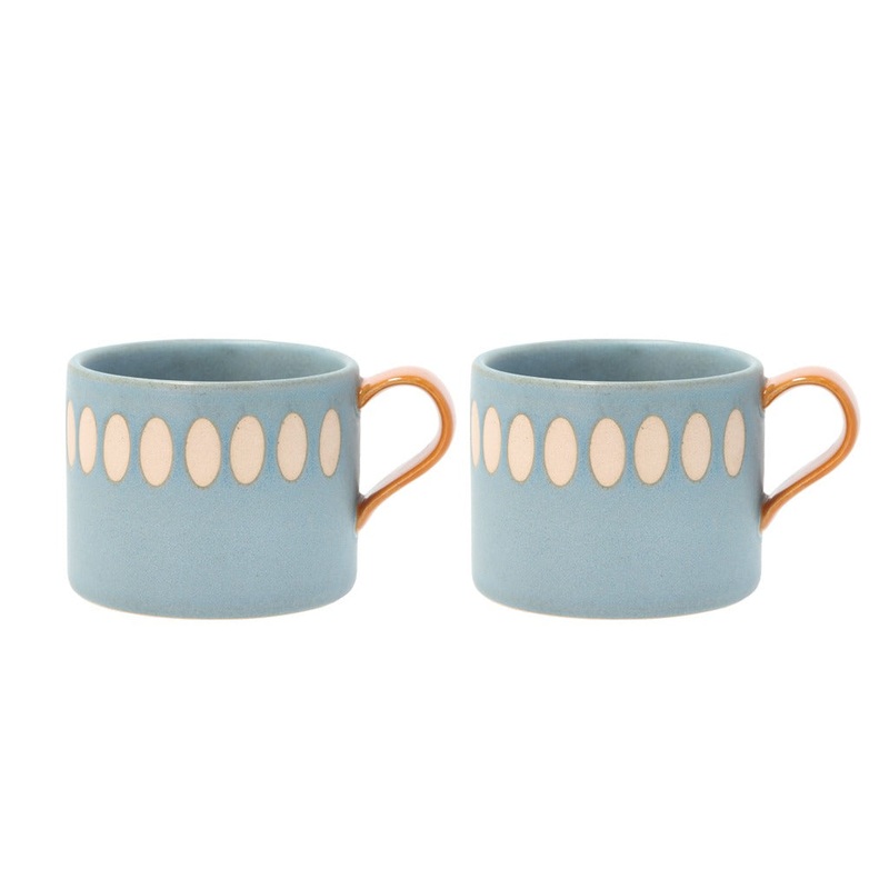 Mug w handle and design Styles 0.2 liter 2 pcs Blue/Amber
