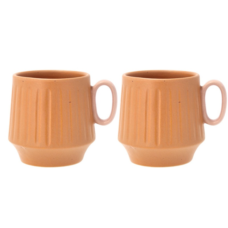 Mug w handle and fluted design Styles 0.3 l 2 pcs Amber/Rose