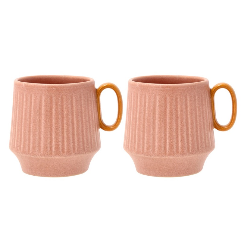 Mug w handle and fluted design Styles 0.3 l 2 pcs Rose/Amber