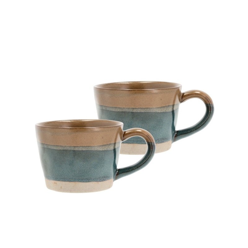 Mug w. handle Evig 0.3 liter 2 pcs Blue/Brown Porcelain