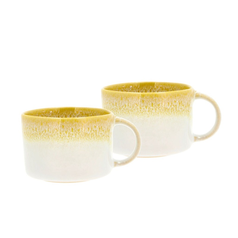Mug w. handle Styles 0.16 liter 2 pcs Yellow/Cream Stoneware