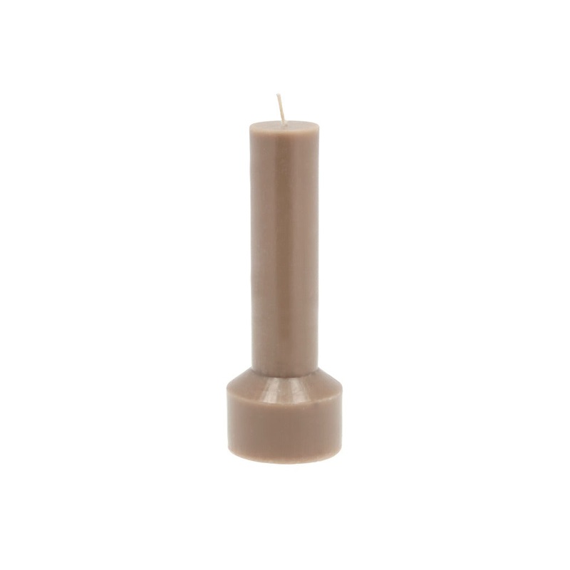Pillar candle Hvils D7 x 20 cm Taupe Paraffin/Stearin