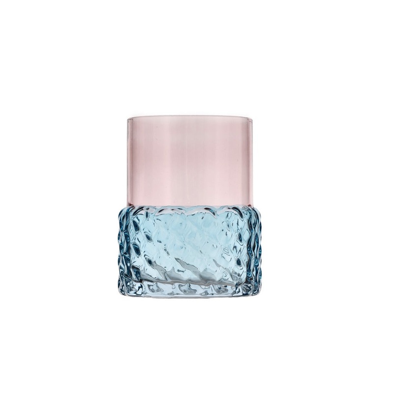 Tealight holder Glow 7.7 x 10 cm Blue/Rose