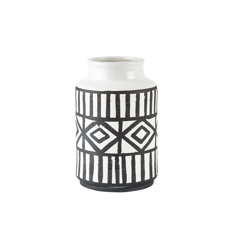Vase Ceramic White/Black H24.5