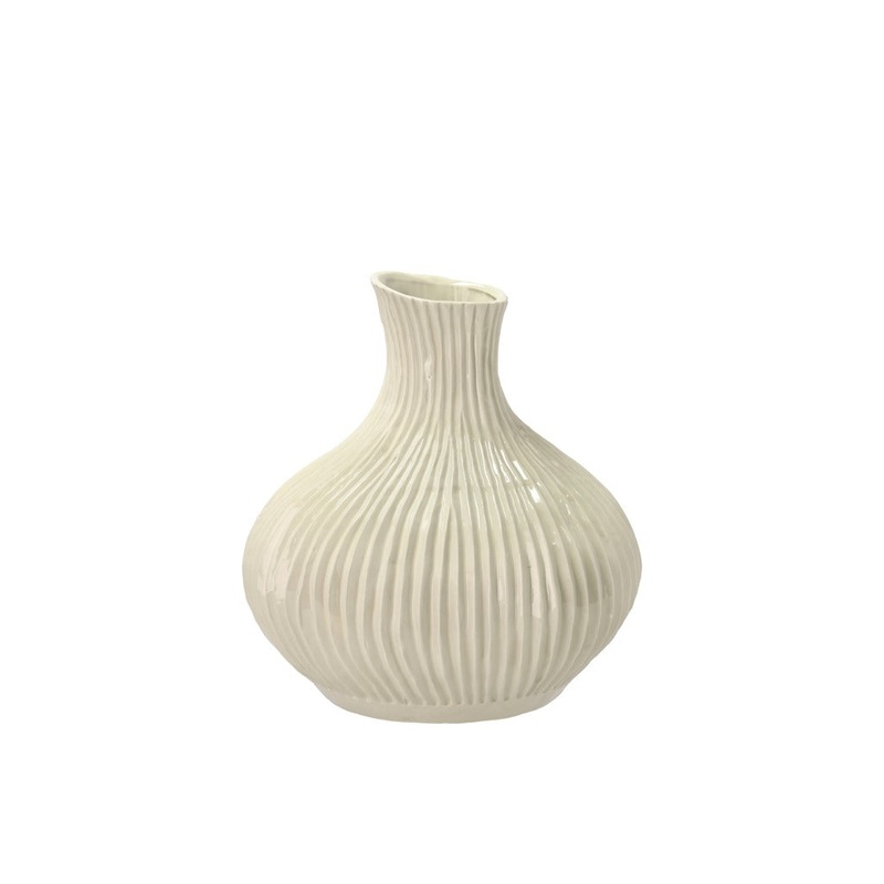 Vase Eik 27 x 28 cm Cream Stoneware