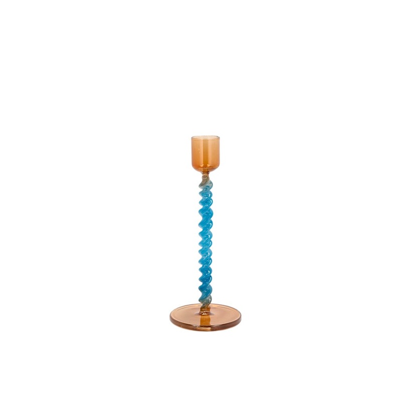 Glass candlestick Vivid 7.4 x 16.3 cm Blue/Amber