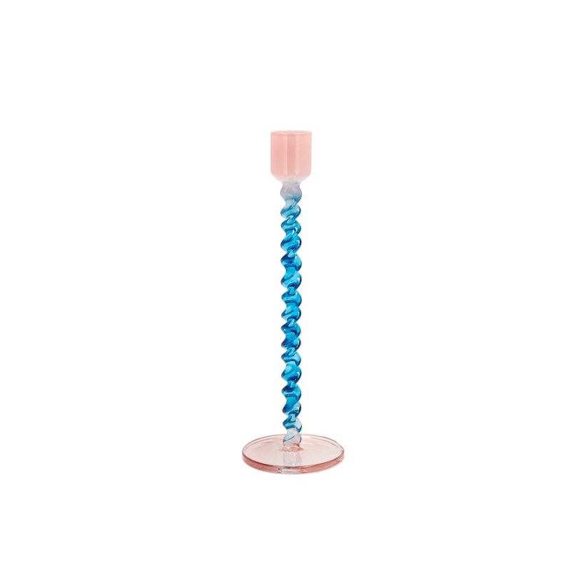 Glass candlestick Vivid 7.4 x 20.3 cm Blue/Rose