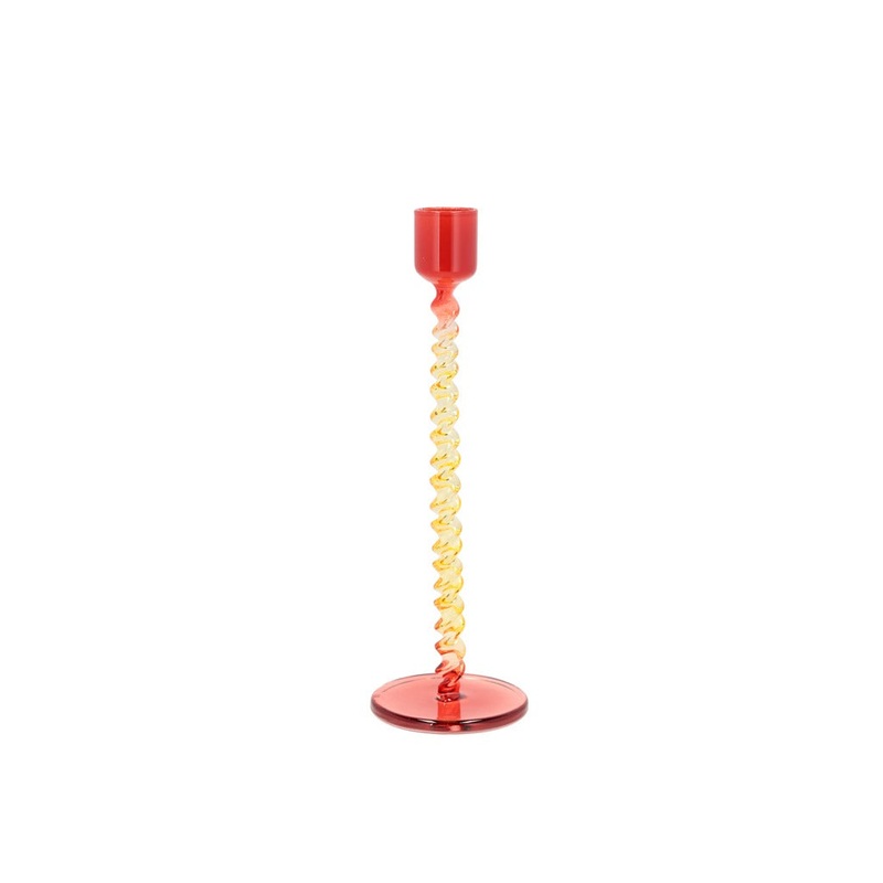 Glass candlestick Vivid 7.4 x 20.3 cm Yellow/Red