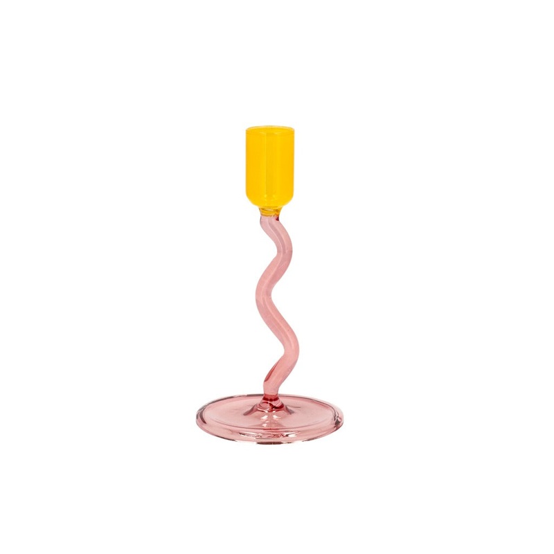 Glass candlestick Vivid 8.5 x 15.3 cm Rose/Yellow