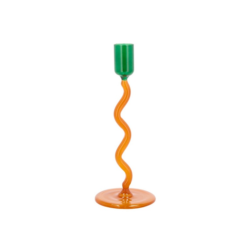 Glass candlestick Vivid 8.5 x 19.6 cm Green/Amber