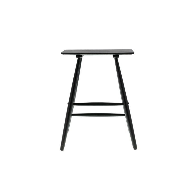 High stool Bast 46.5x28x64 cm Black Solid oak