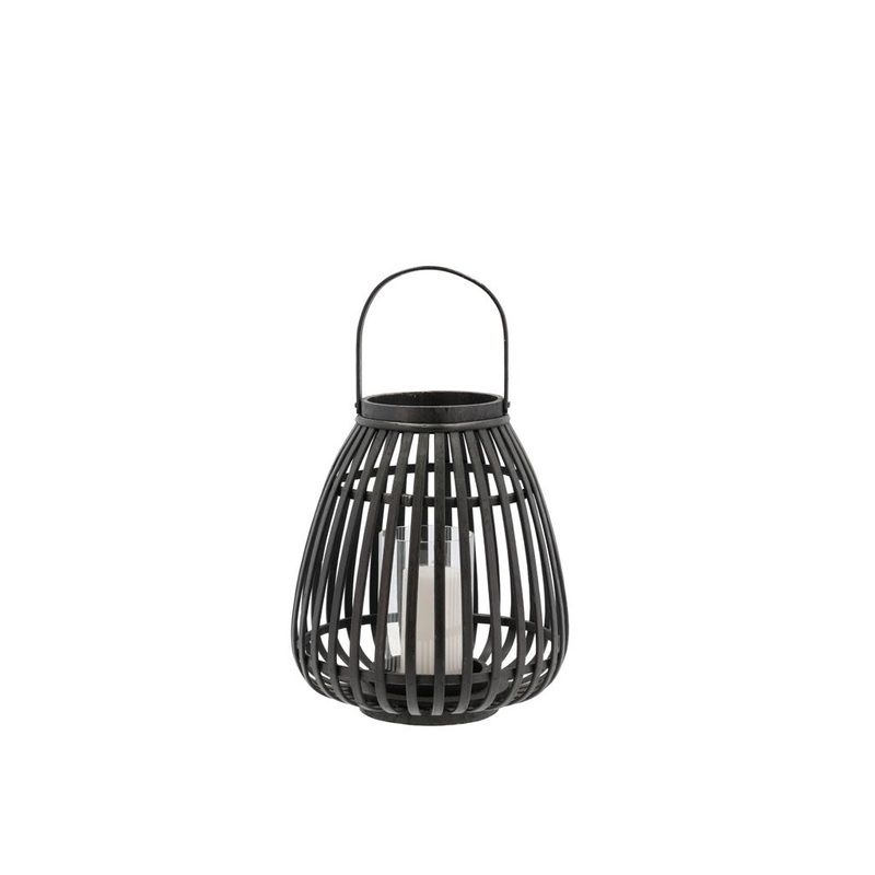 Lantern Asra Bamboo/Glass D25 H30 Black