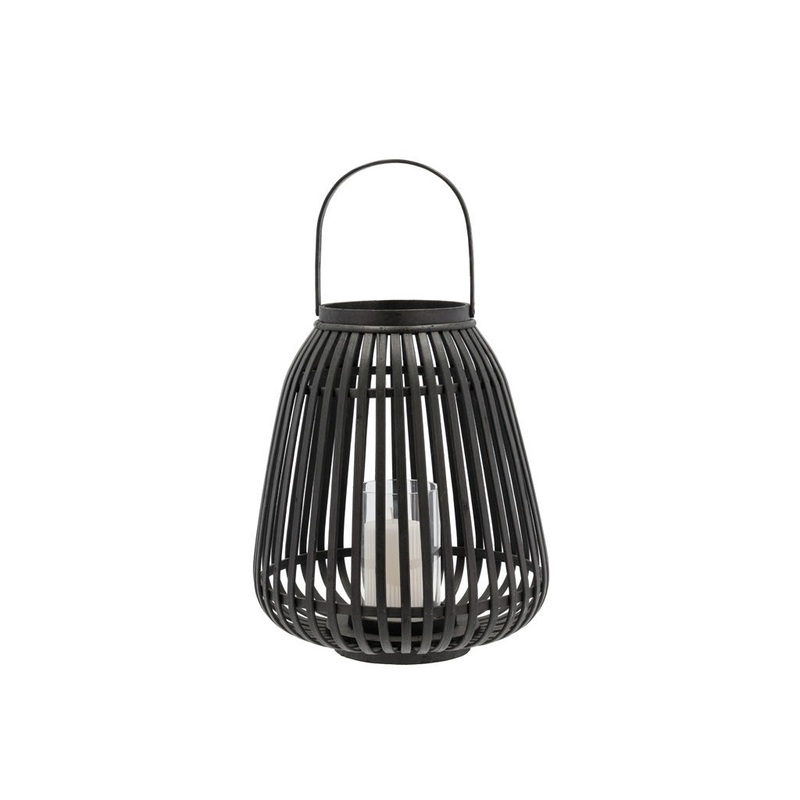 Lantern Asra Bamboo/Glass D29 H35 Black