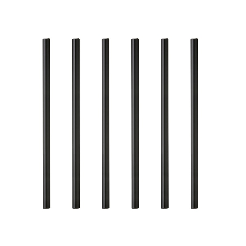 Straw 14.5 cm 6 pcs Black Glass