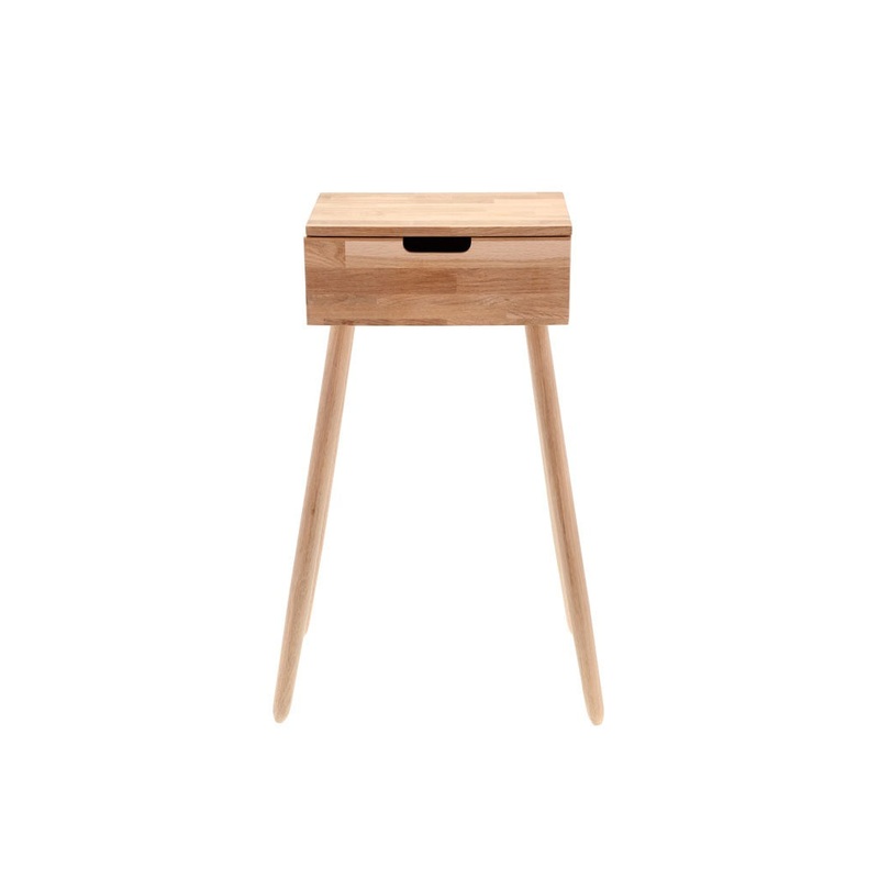 Side table Ebern 30x40x80 cm White washed Solid oak