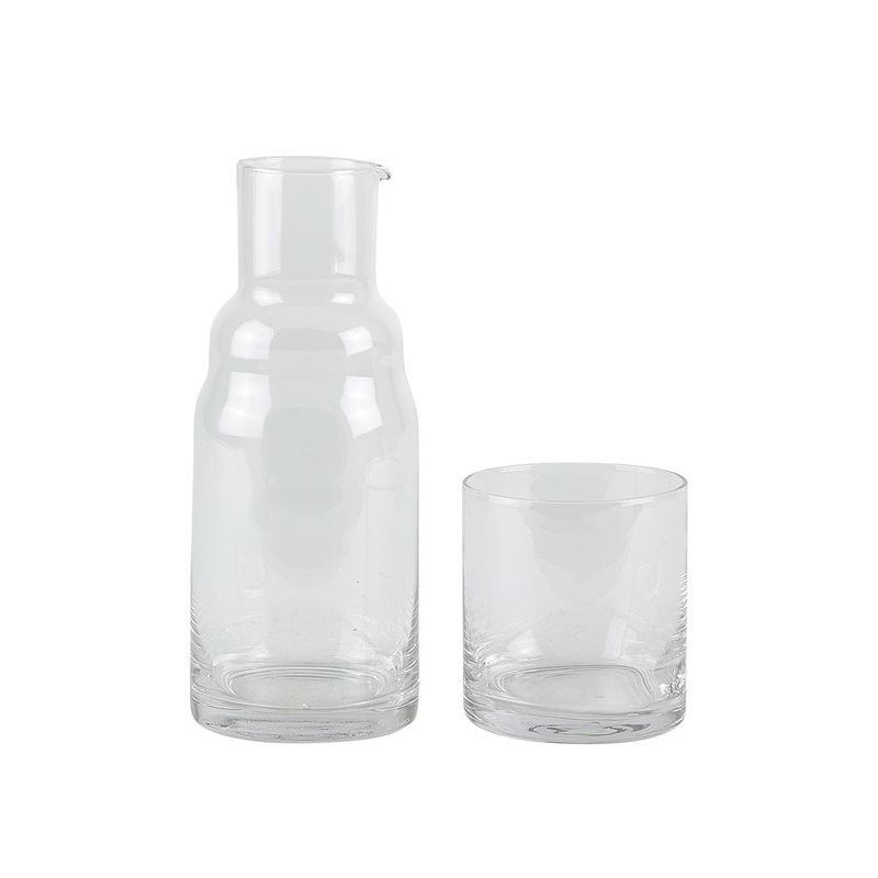Water Bottle w. Glass Clear 0.8l
