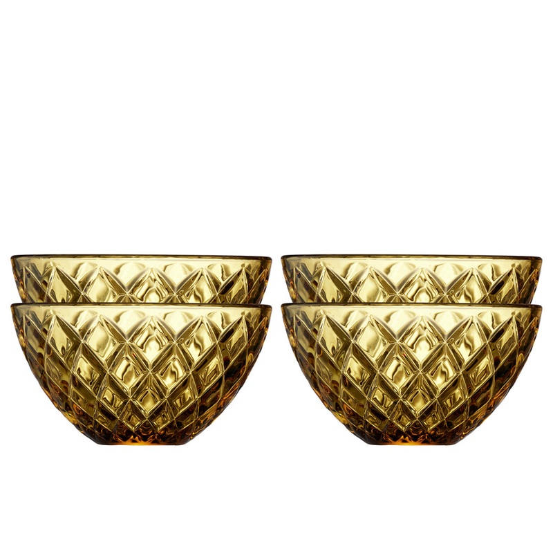 Bowl Sorrento 12 cm 4 pcs Amber Glass
