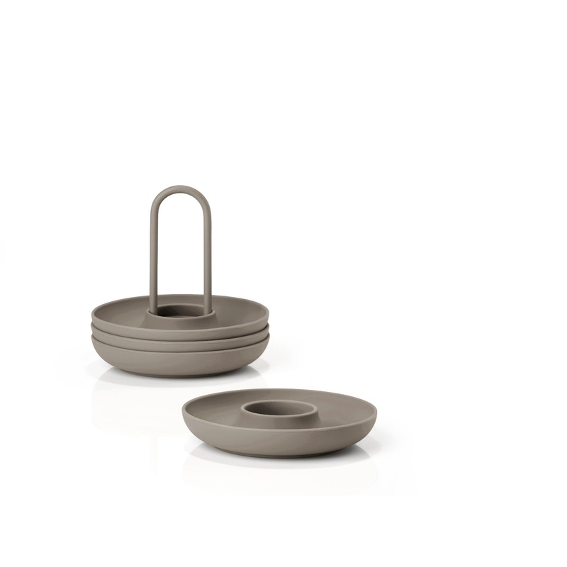 Egg cups w. Holder Singles 4 pcs. Taupe