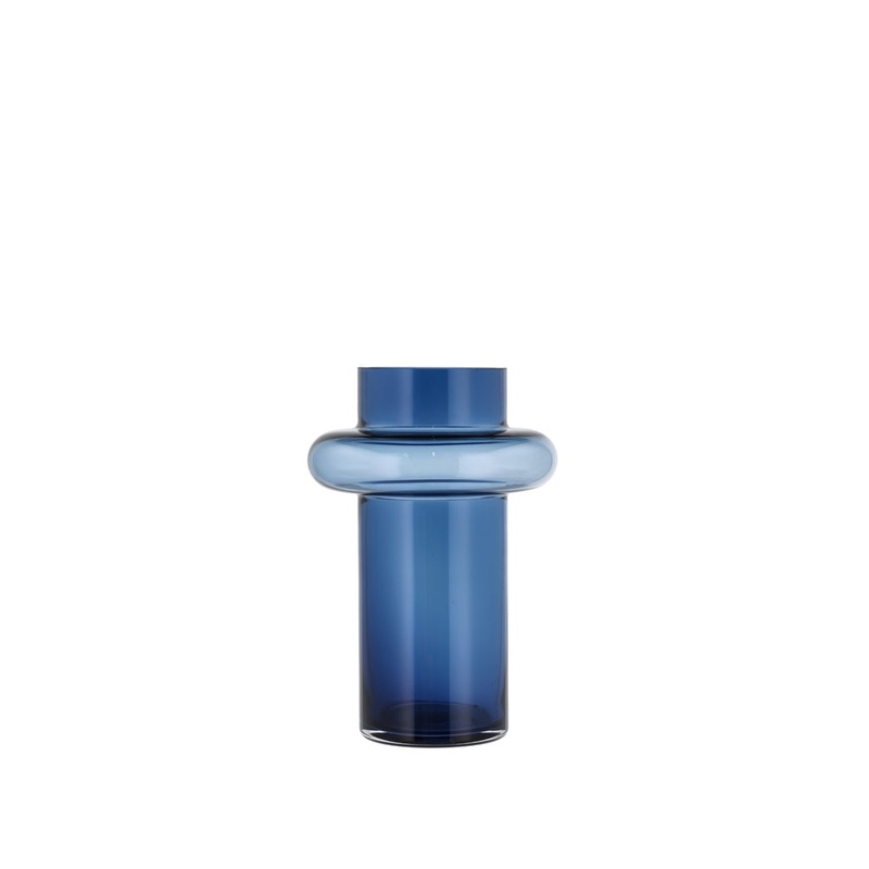 Vase Tube 25 cm Dark Blue Glass
